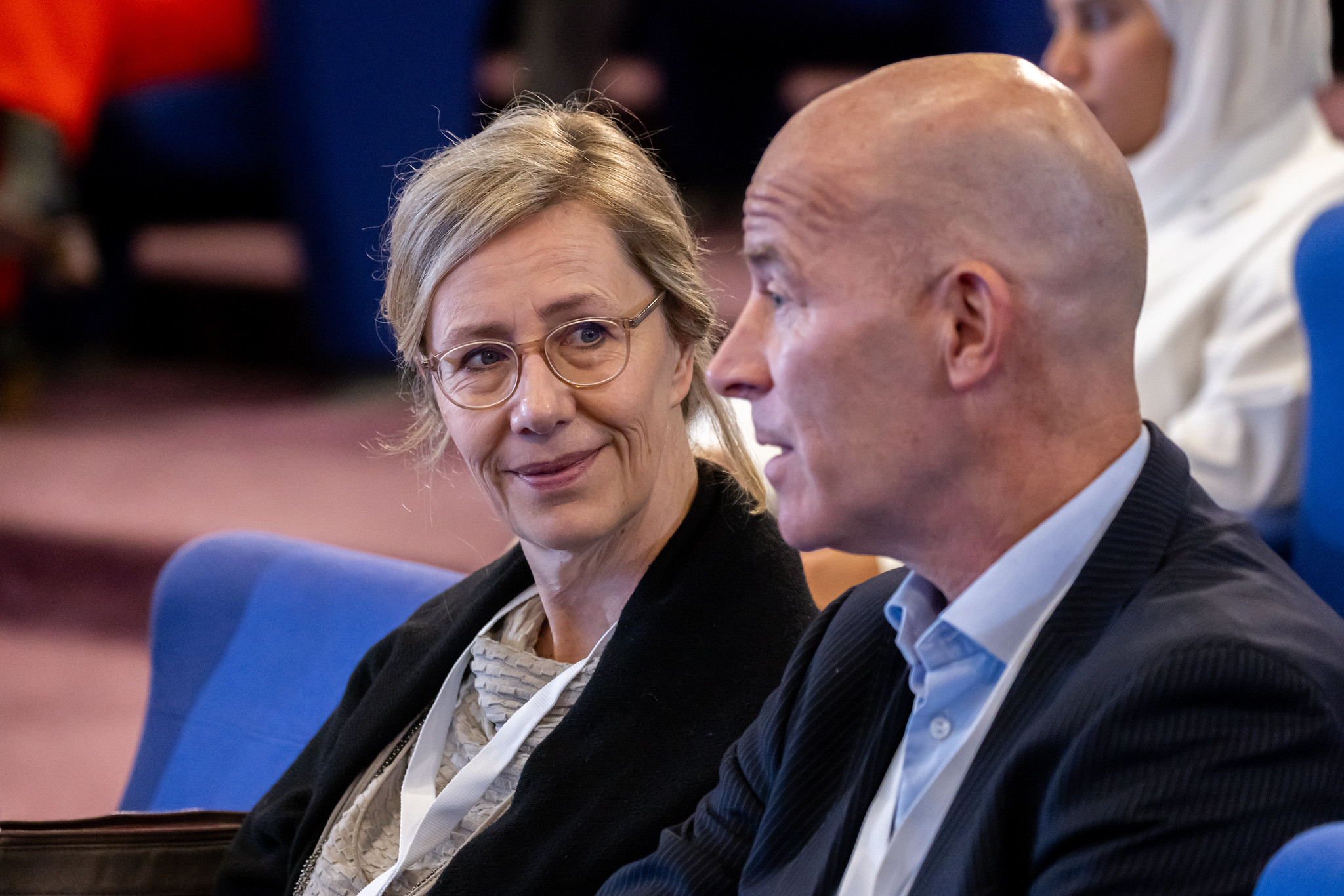 Milou Beerepoot (DG MENA) and Frank Wouters, Director of the EU-funded MED-GEM Network, r