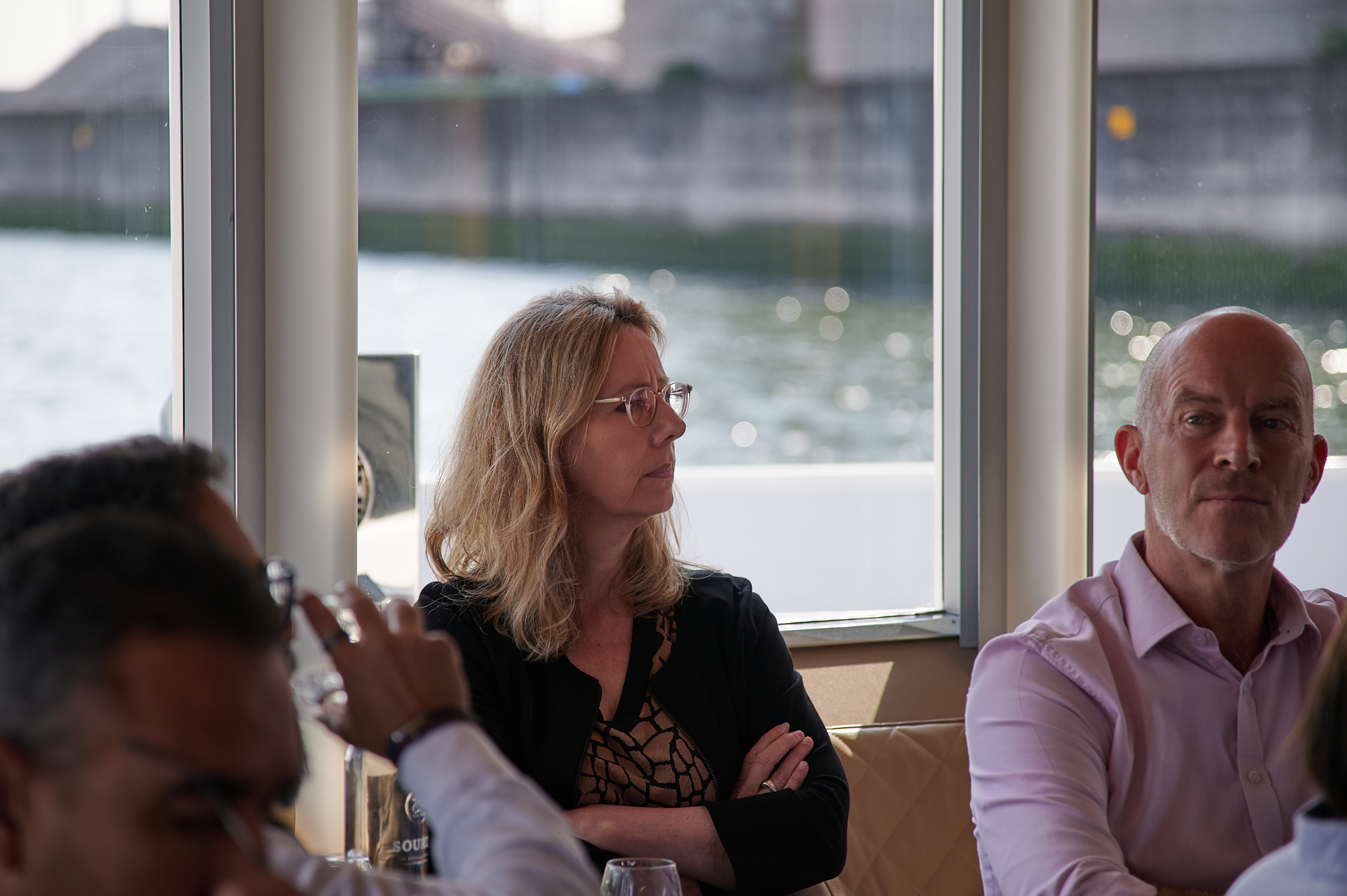 Frank Wouters, Director of MED-GEM, as he opened the visit aboard the port’s tour vessel. Backed by Milou Beerepoot from DG MENA, the European Commission r