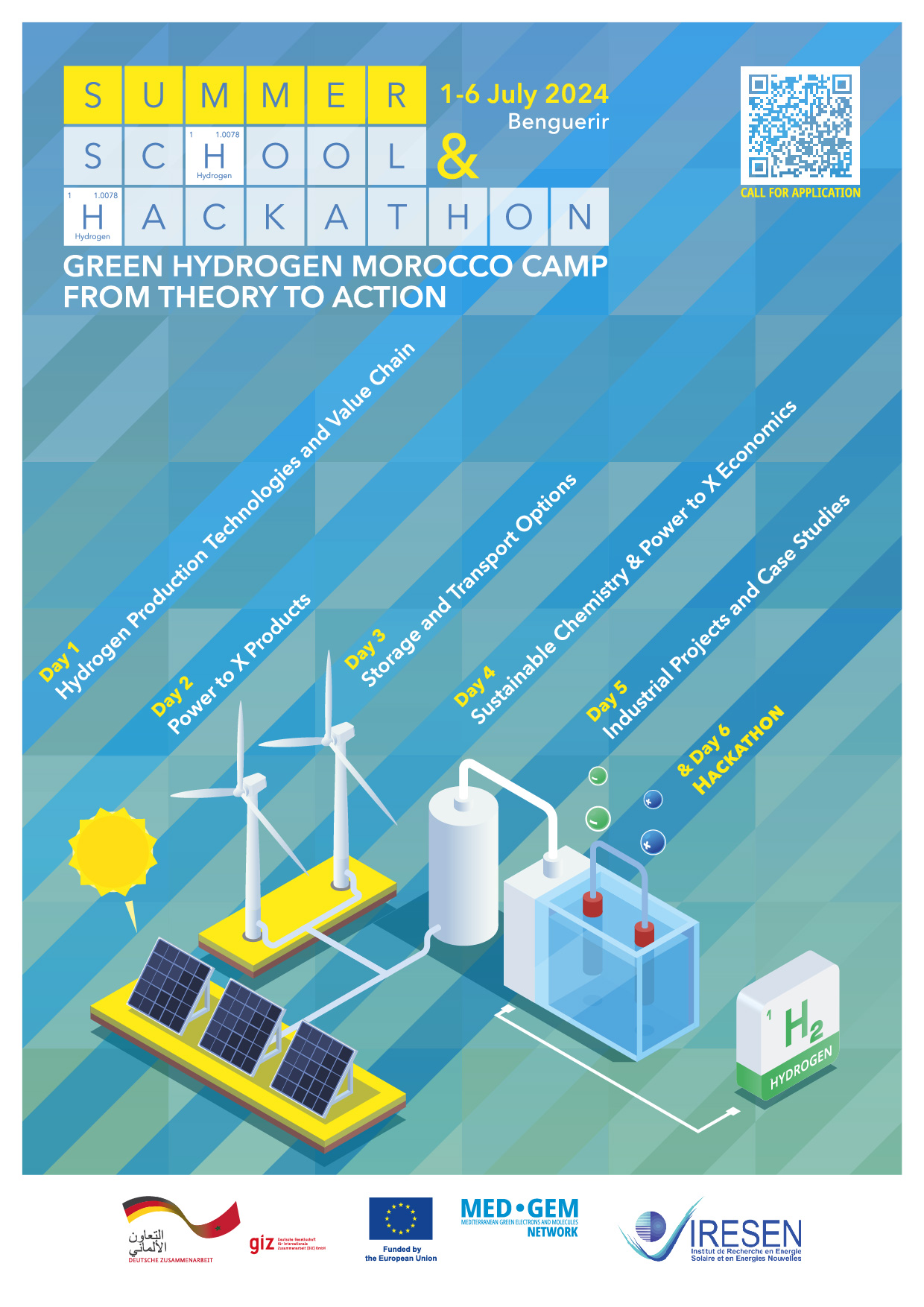 « GREEN HYDROGEN CAMP: FROM THEORY TO ACTION » • Unlocking Potential with GH2 Summer School & Hackathon. From 1st to 6th July 2024, Benguerir