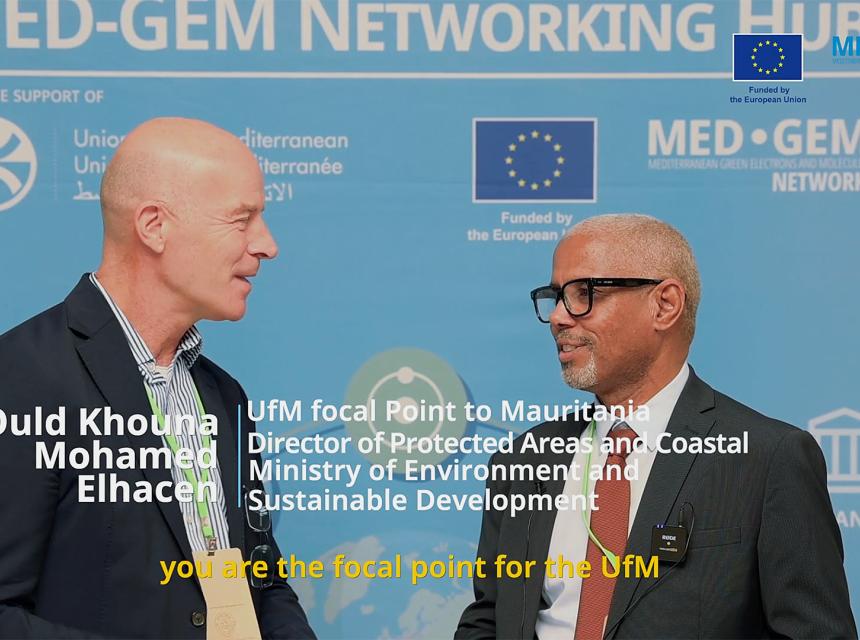 Dr. Ould Khouna Mohamed Elhacen interviewé par Frank Wouters à la Mediterranean Green Week organisée par l'UfM